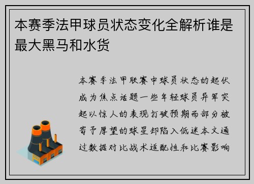 本赛季法甲球员状态变化全解析谁是最大黑马和水货